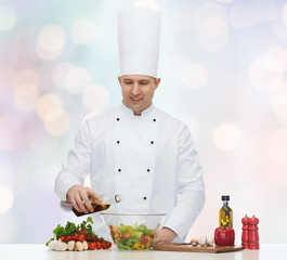 happy male chef cook cooking food