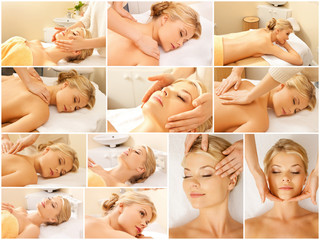 Obraz na płótnie Canvas woman having facial or body massage in spa salon