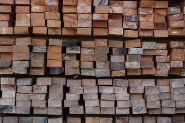 Pile of wood stored in stock,Wood thailand market.