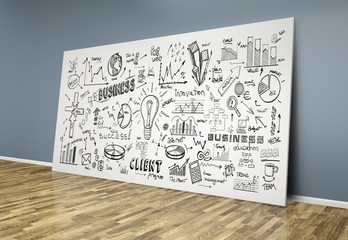 3d drawing business concept on poster