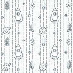 Space abstract pattern, outline style © mayrum