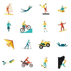 Extreme Sports Flat Icons Set