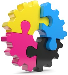 Zahnrad Puzzle CMYK