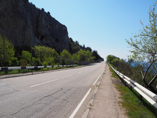 asphalt road in the mountains. Crimea