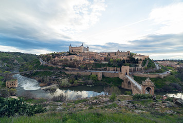 Toledo, Spain old town cityscape at the Alcazar.