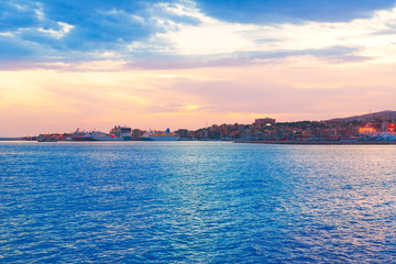 Obraz premium Palma de Mallorca sunset at port in Majorca