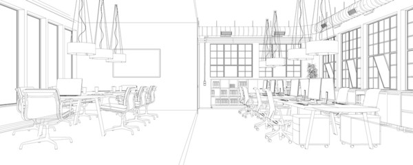 Entwurf Großraumbüro im Loft - 83926099