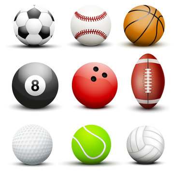 Set of most popular sport balls.
