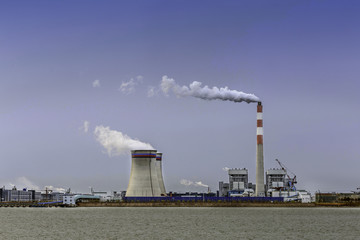 power station at riverbank