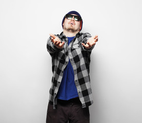 Handsome young man in shirt looking at camera 