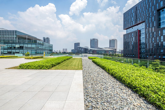 Empty road at building exterior