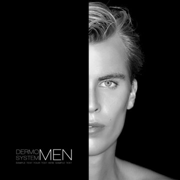 Half Face of Handsome Man. Men Skincare Concept. Monochrome Port