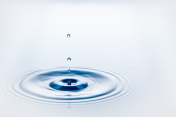 Drop of water falling on water level