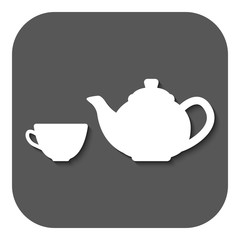 The teapot and cup icon. Tea symbol. Flat