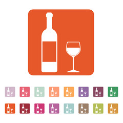 The bottle wine and a glass of drink icon.