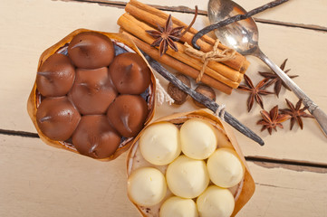chocolate vanilla and spices cream cake dessert