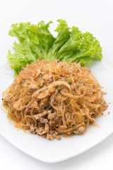 Larb vermicelli or Spicy Vermicelli.Traditional Thai food