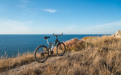 Fototapeta na wymiar Bicycle on coast