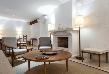 Modern home living room fireplace