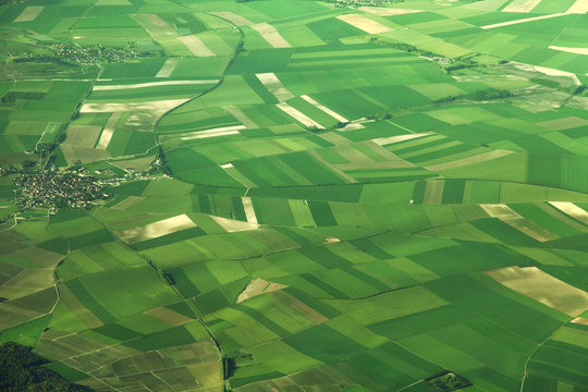 Aerial View Of Fields In France