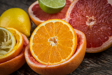  Fresh citrus fruits background