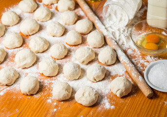Small balls fresh homemade dough