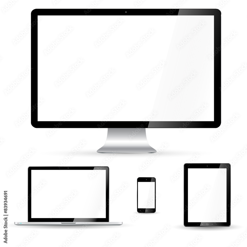 Poster modern digital tech device on white background