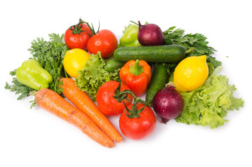 Fototapeta na wymiar Assorted vegetables isolated on the white