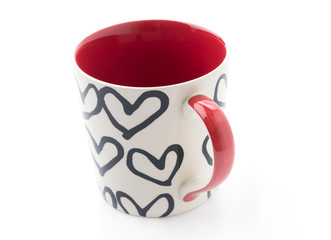white red and heart mug