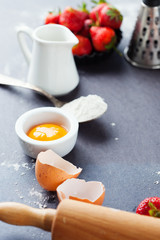 Baking ingredients and berries