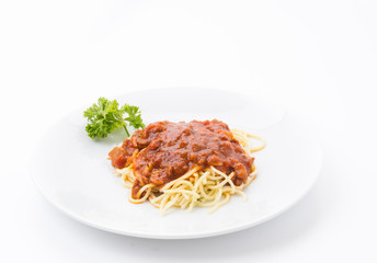 spaghetti with tomato chicken sauce