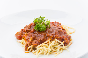 spaghetti with tomato chicken sauce