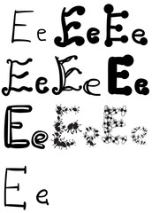 Set of ten different letters E, Vector