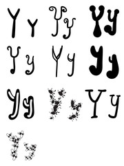 Set of ten different letters Y, Vector