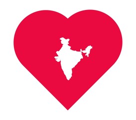Carte de l'Inde dans un cœur