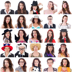 Collage of many faces from same model