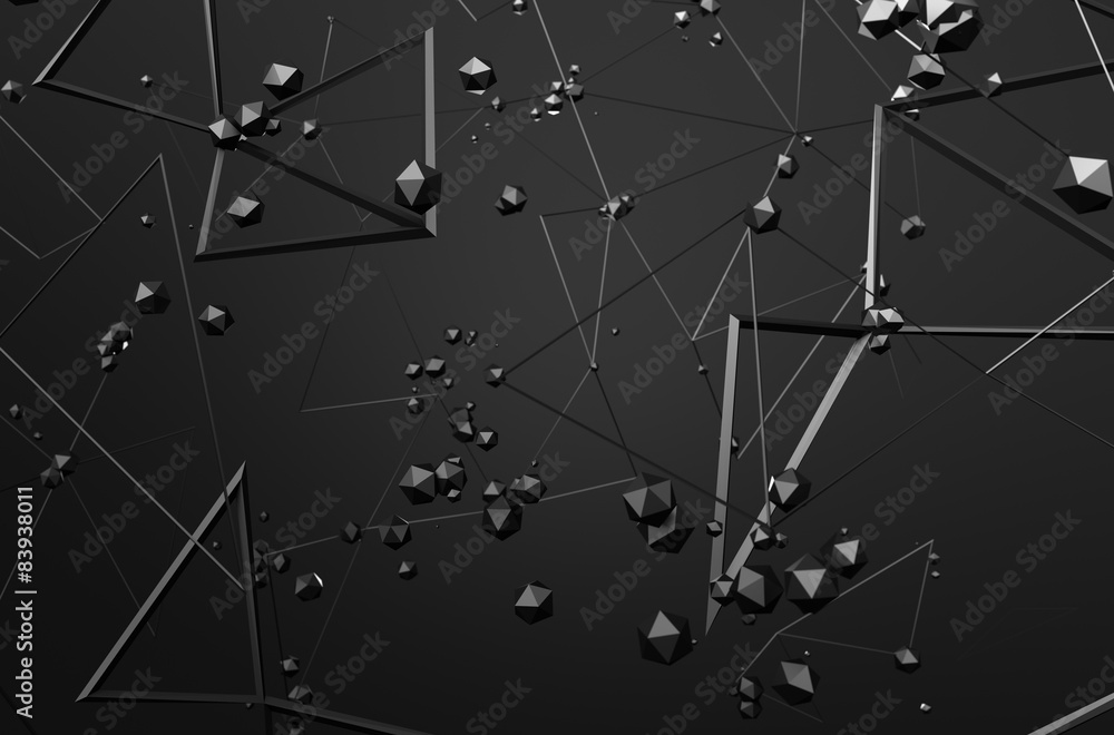 Poster abstract 3d rendering of chaotic structure.