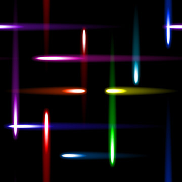 colorful drones or comets on dark background
