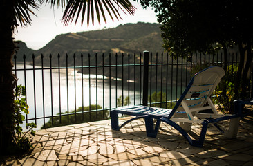 Sunbed on the terrace overlooking the sea