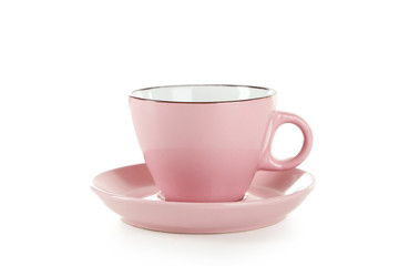 Pink cup isolated on white