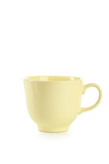 Yellow cup isolated on white