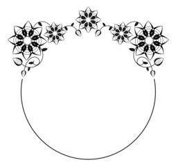 Floral round silhouette frame