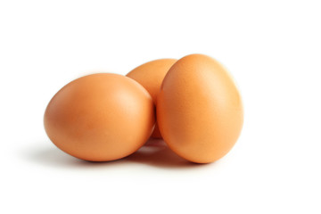 Chicken eggs isolated on white