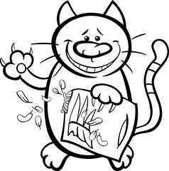 cat with pillow coloring page