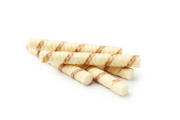 Waffle striped rolls isolated on white