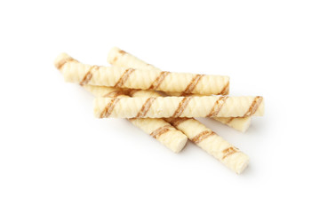 Waffle striped rolls isolated on white