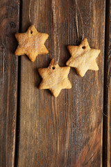 Cookies on brown wooden background