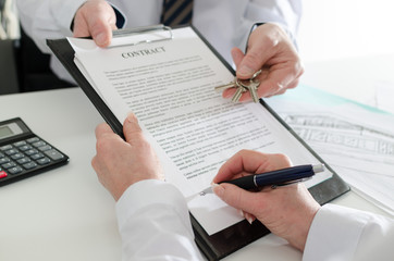 Client signing a real estate contract