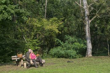 Senior couple at camping
