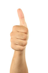 Male hand gesturing the ok